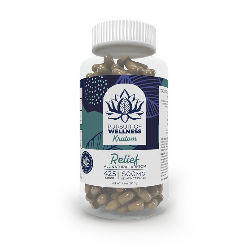 relief-425 pursuit of wellness relief kratom capsules